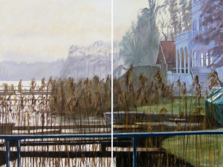 Werner Heinze, Ufer (Diptychon), Öl auf Leinwand, 150 x 200 cm