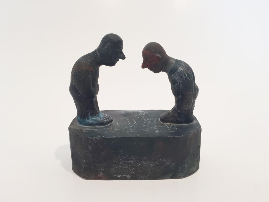 Galerie Schemm_Eberhard Szejstecki • Japanische Begegnung • Bronze • 28 x 27 x 12 cm