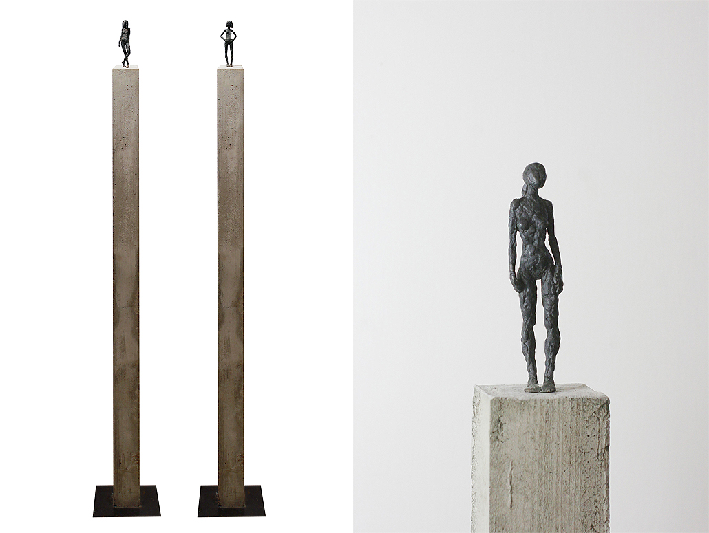 Susanne Kraißer • Tanz am Abgrund XIV • Bronze/Beton/Stahl • 2012 • 20 x 20 x 147 cm