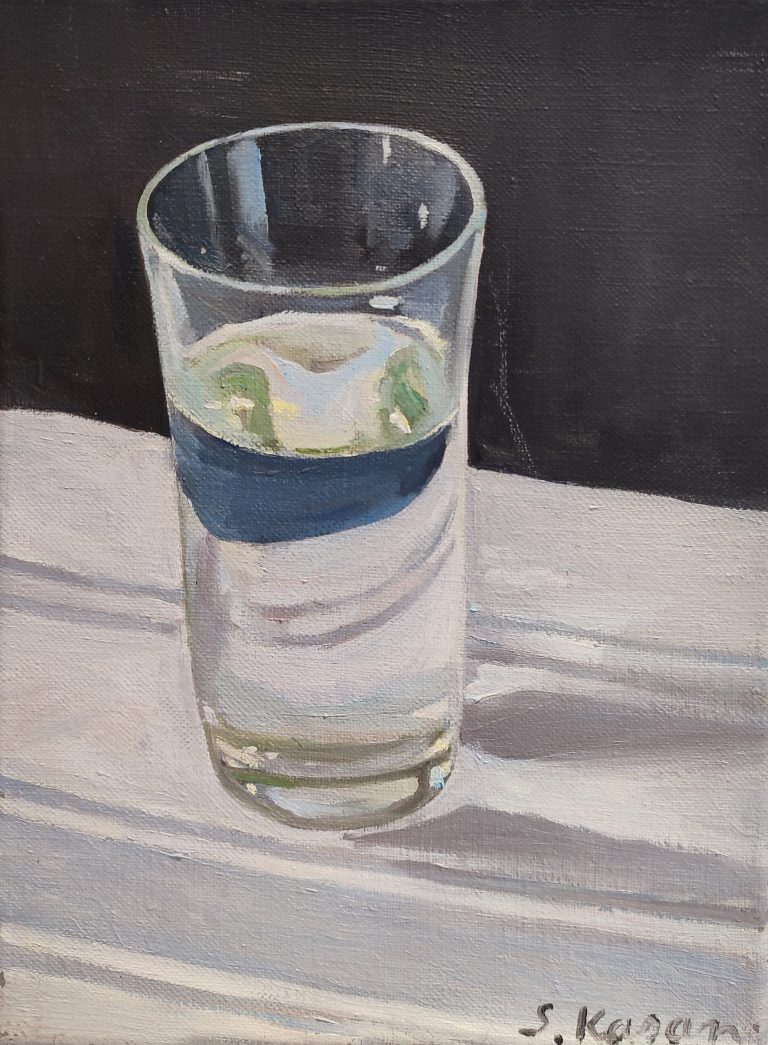 Sabine Kasan Wasserglas • Öl auf Leinwand • 24 x 18 cm
