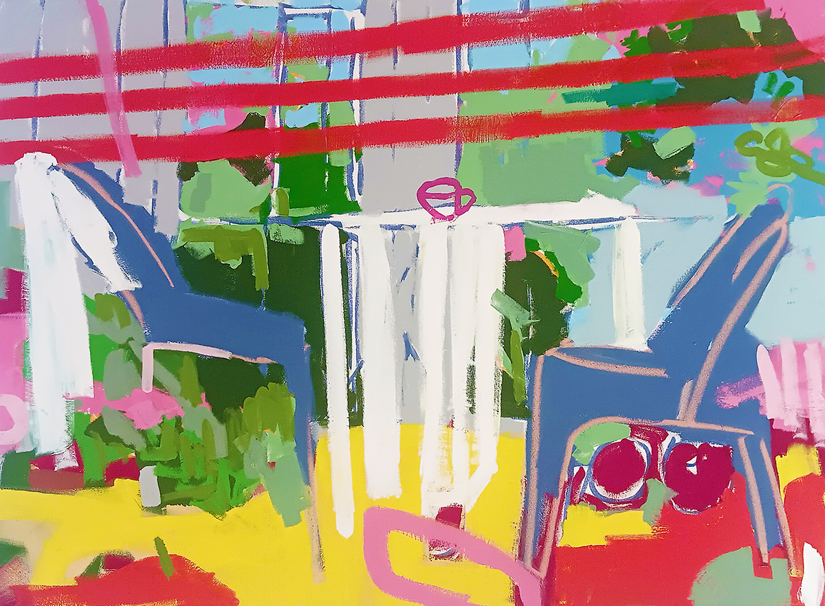 Anja Nürnberg Zwei Stühle, ein Tag 110 x 150 cm 2025 5.200,-