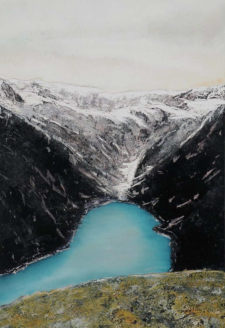 Armin Weinbrenner Unikat auf Holz Wasserspeicher, Olperer Hütte 80 x 55 cm 2.200,-