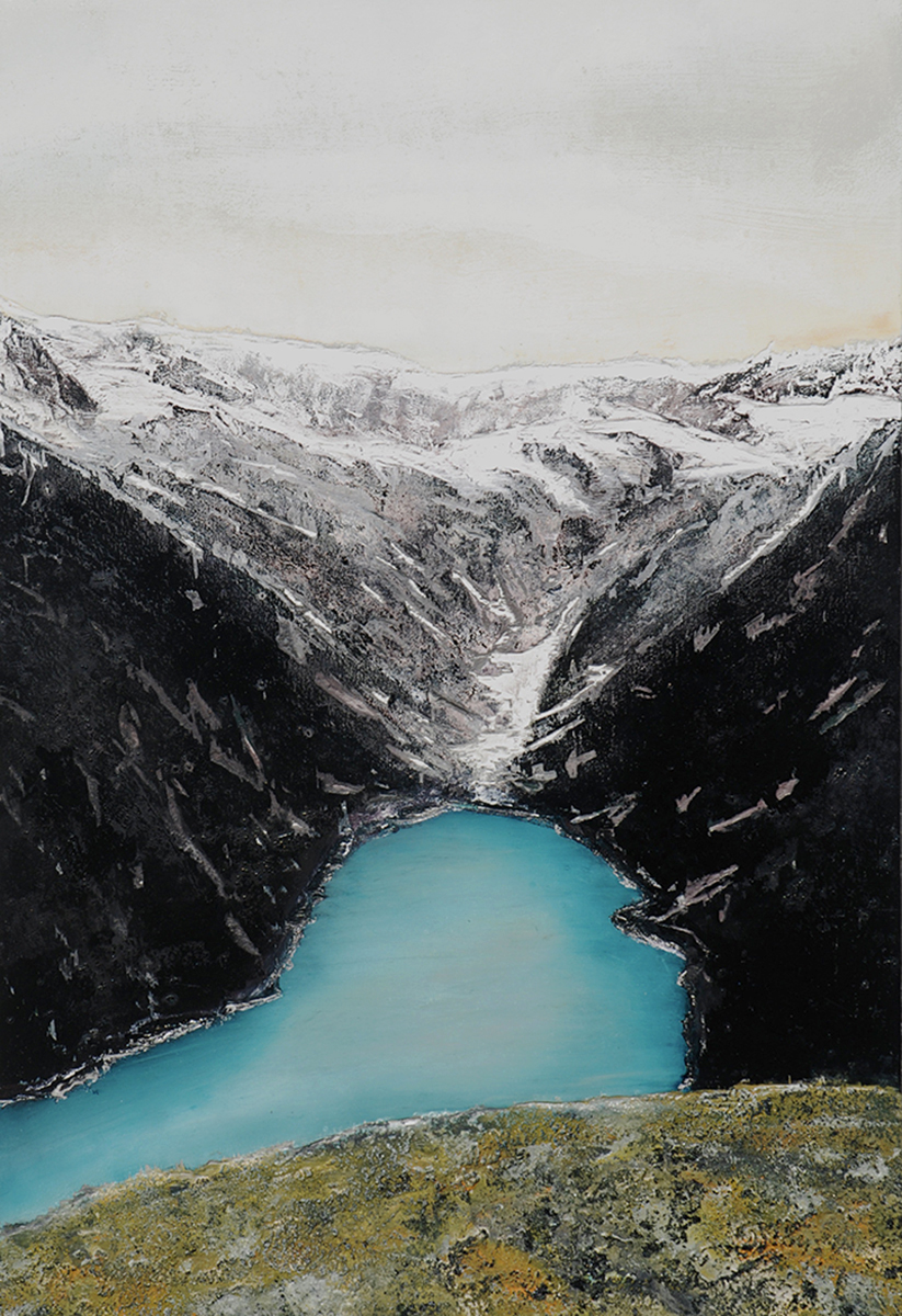 Armin Weinbrenner Unikat auf Holz Wasserspeicher, Olperer Hütte 80 x 55 cm 2.200,-