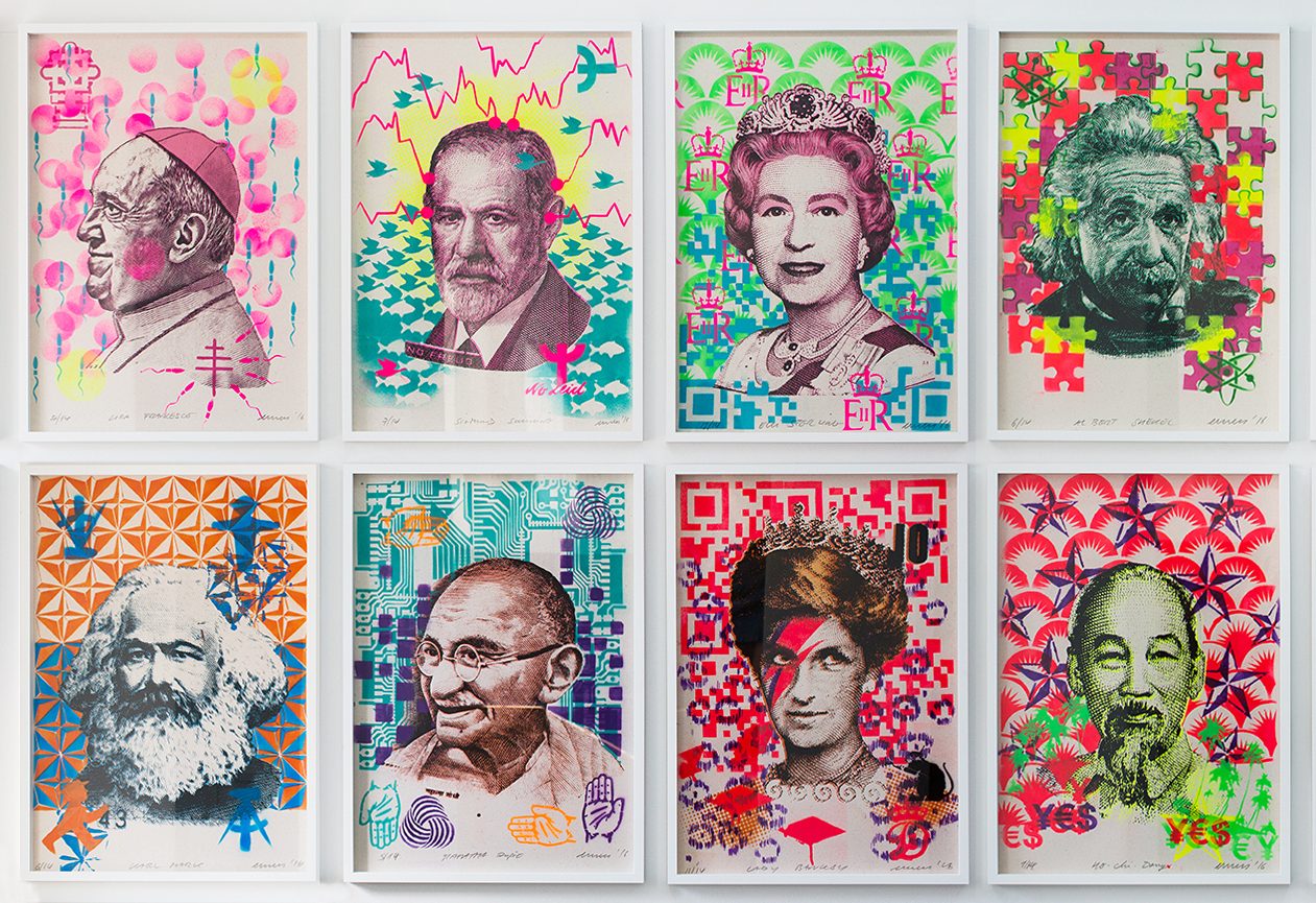 Galerie_Schemm_EMESS-Make_The_Money_Siebdruck & Schablone auf 320 gr recyceltem Papier, Edition: 14 serielle Unikate