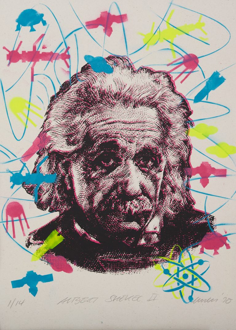 GS EMESS MTM Albert-Einstein, Siebdruck & Schablone auf 320 gr recyceltem Papier, Edition: 14 serielle Unikate