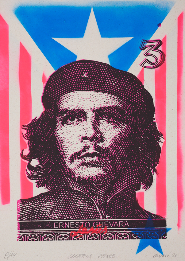 GS EMESS MTM Che Guevara, Siebdruck & Schablone auf 320 gr recyceltem Papier, Edition: 14 serielle Unikate