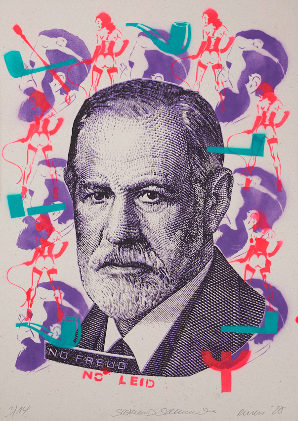 Sigmund Schilling Freud Silkscreen & stencil on 320 gr recycled paper, edition of 14 different unique pieces. 2016 – 20, 50 x 70 cm
