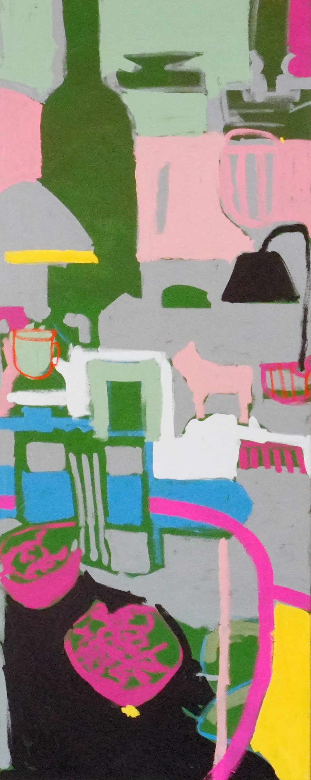 Granatapfel und Wein (2023), Mischtechnik auf Leinwand, 200x80cm_web