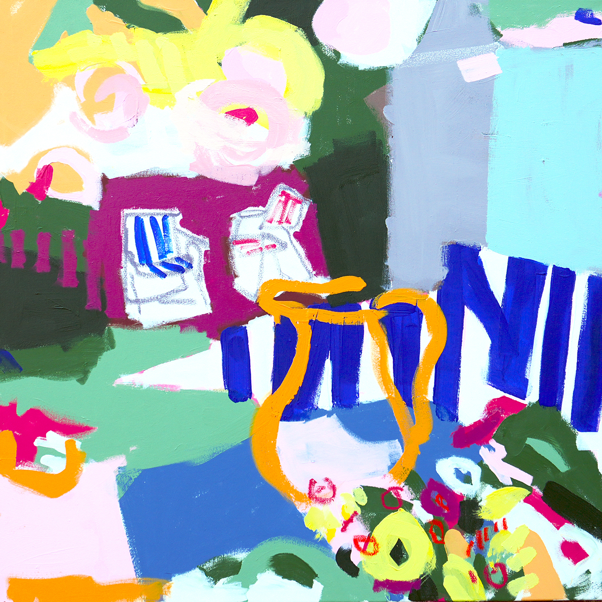 Nachmittagsstück (2025) Mischtechnik auf Leinwand, 100cm x 100cm_web
