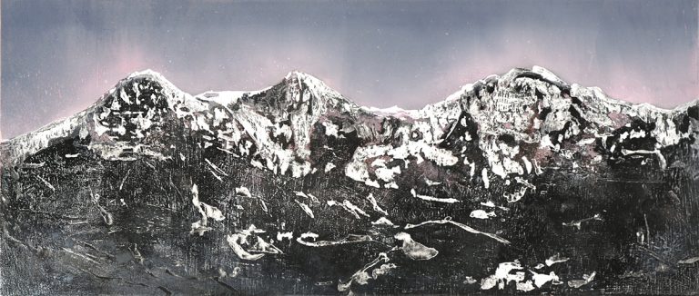 Armin Weinbrenner Unikat auf Holz Eiger Mönch Jungfrau 70 x 30 cm 2019 VK 1900€